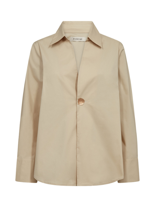 Tulip Oyster White Poplin Button 